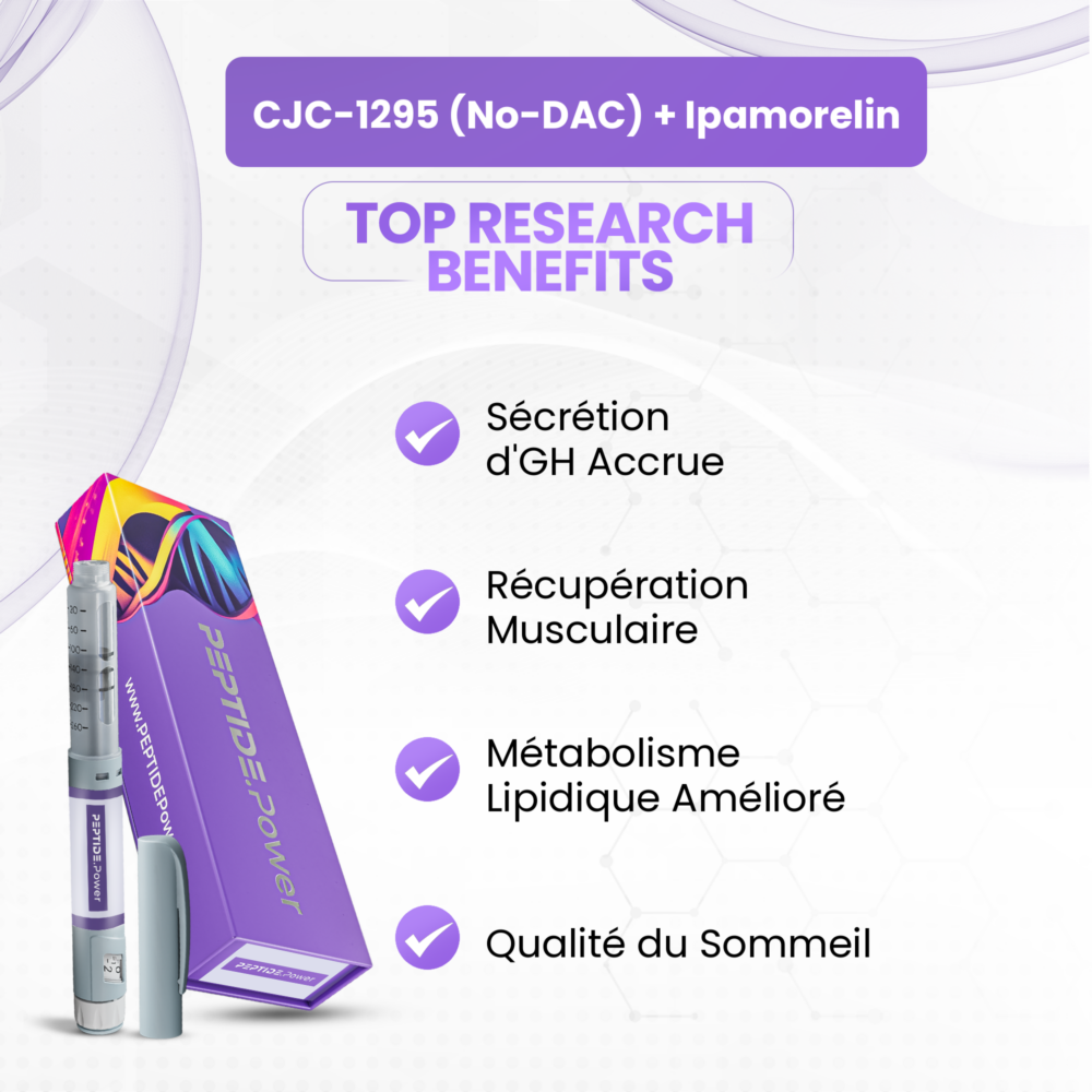 CJC-1295 (No-DAC) + Ipamorelin Bienfaits: Sécrétion d'GH Accrue, Récupération Musculaire, Métabolisme Lipidique Amélioré