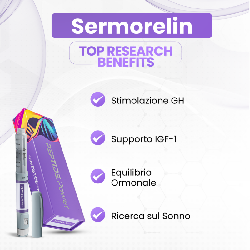 Sermorelin Benefici: Stimolazione GH, Supporto IGF-1, Equilibrio Ormonale, Ricerca sul Sonno
