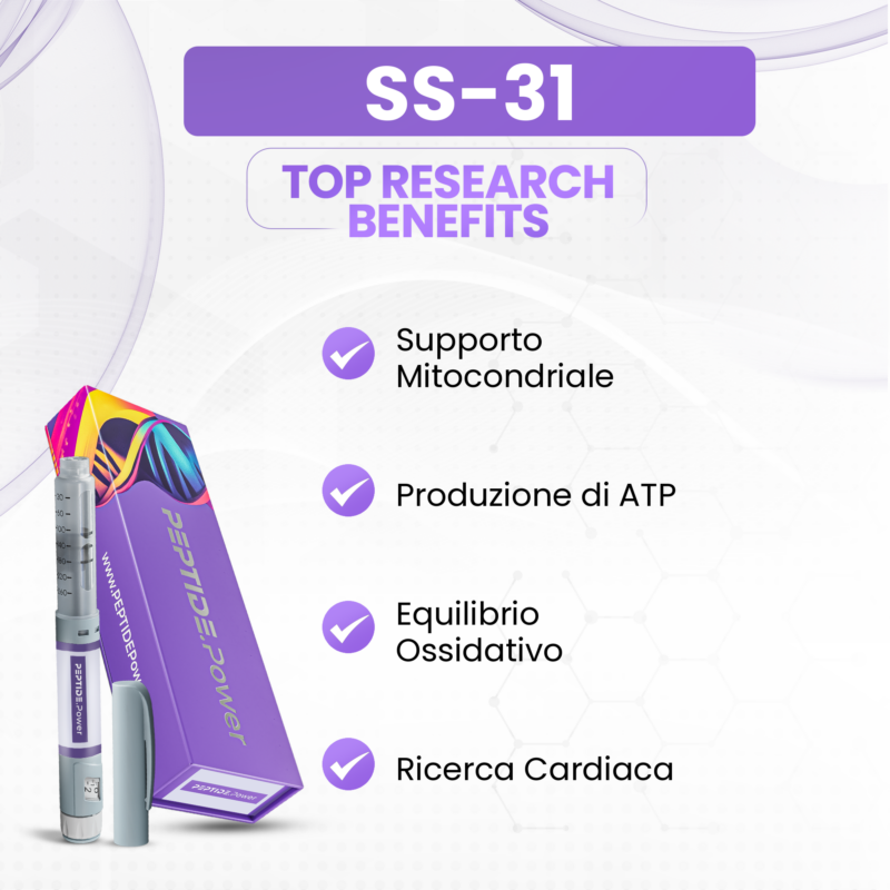 SS-31 (Elamipretide) Benefici: Supporto Mitocondriale, Produzione di ATP, Equilibrio Ossidativo, Ricerca Cardiaca